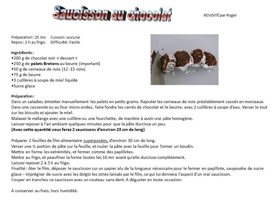 Recette saucisson au chocolat revisite par roger